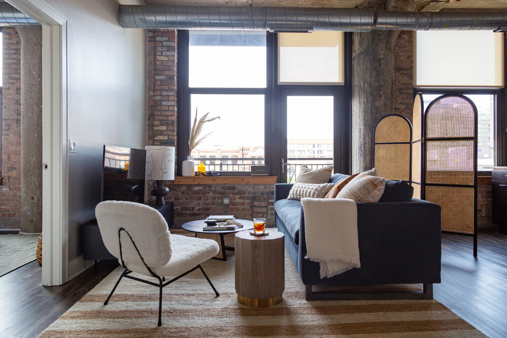 *Shamelessly throwing in one my own designs in the mix.* This Chicago industrial loft has an open kitchen right next to the living area so the room was risking feeling a bit cluttered. This screen really helped create a more intimate living space and also fill in the height of the airy loft! That’s another great thing with screens - a lot of times our furniture are all the same low level, so a screen just adds a bit more dimension and frames the space. Like a hug. Kind of.